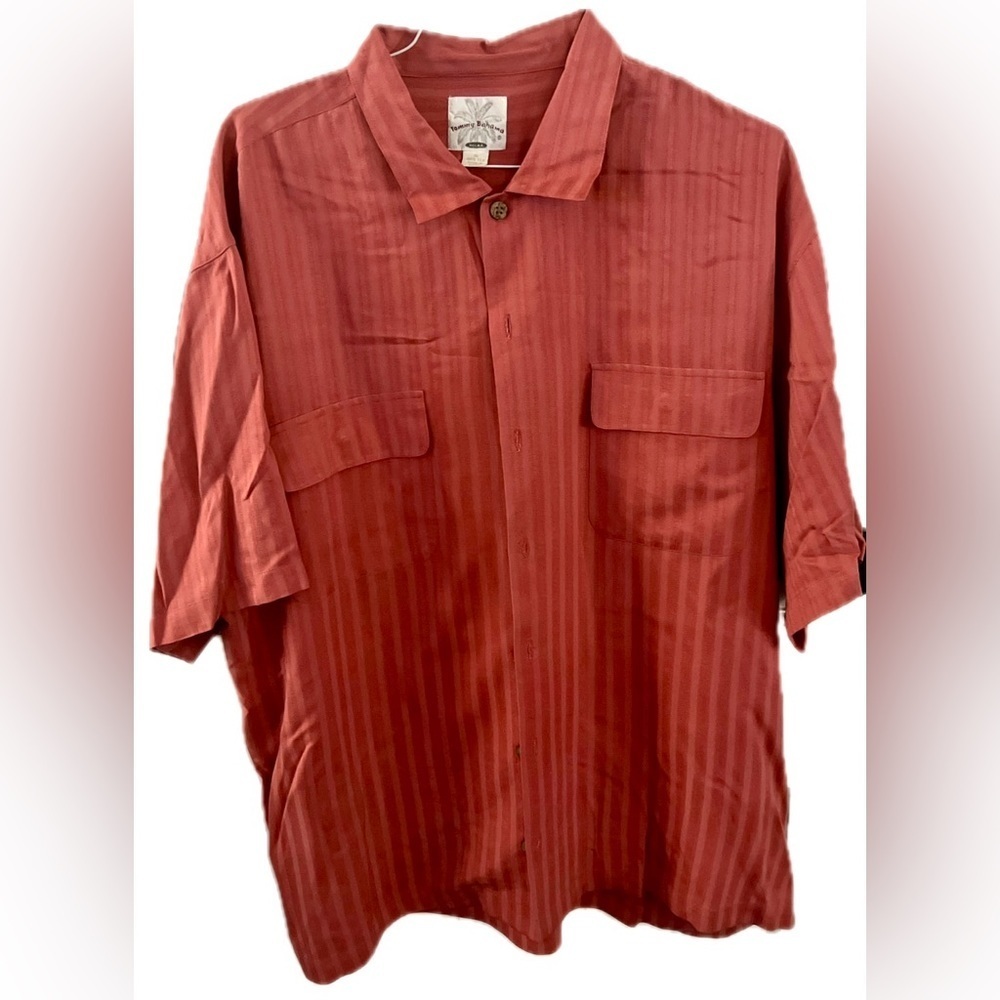TOMMY BAHAMA RELAX Melon Silk Button Down Shirt, Size XL